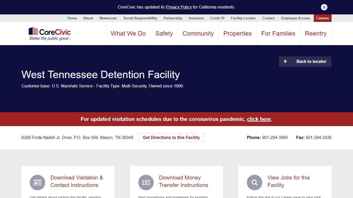 West Tennessee Detention Facility - CoreCivic